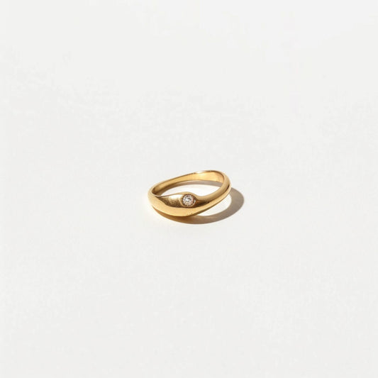 Golden Dome Solitaire Ring